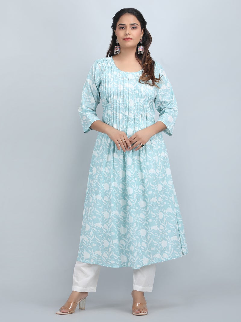 Shifory Floral Print Sky Blue Kurti Set for Women - Image 1